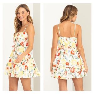 White Floral Mini Fit and Flare Mini Dress NWT